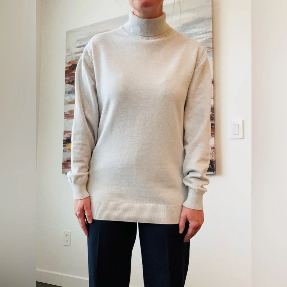 ZARA Essentials Light Grey Relaxed Fit Turtleneck Sweater XL - Picture 14 of 14